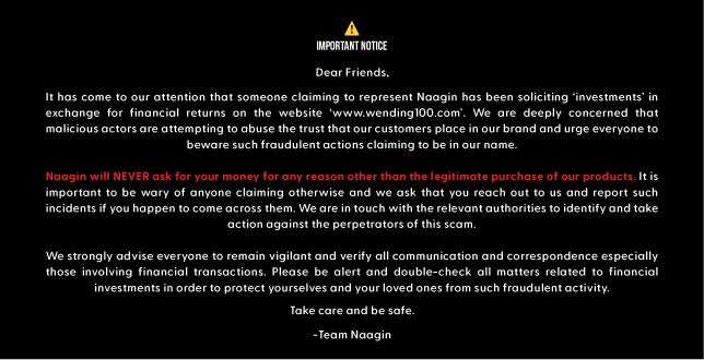 Naagin's statement about financial scam that was using their name Naagin's statement about financial scam that was using their name
