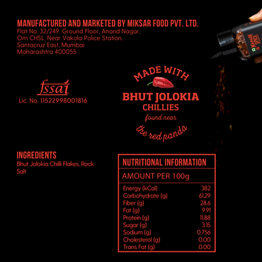 Fire flakes nutritional information, chilli flakes made with bhut jolokia chilli